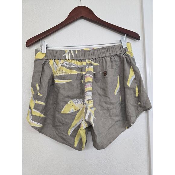 Patagonia Women's Shorts Green Garden Island Palms Tie Front Hemp Tencel size S - Picture 2 of 8